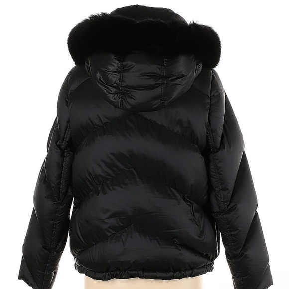 BURBERRY London Fur Collar Oversized Puffer Down Jacket Black Gold Hardware Med - Picture 2 of 12